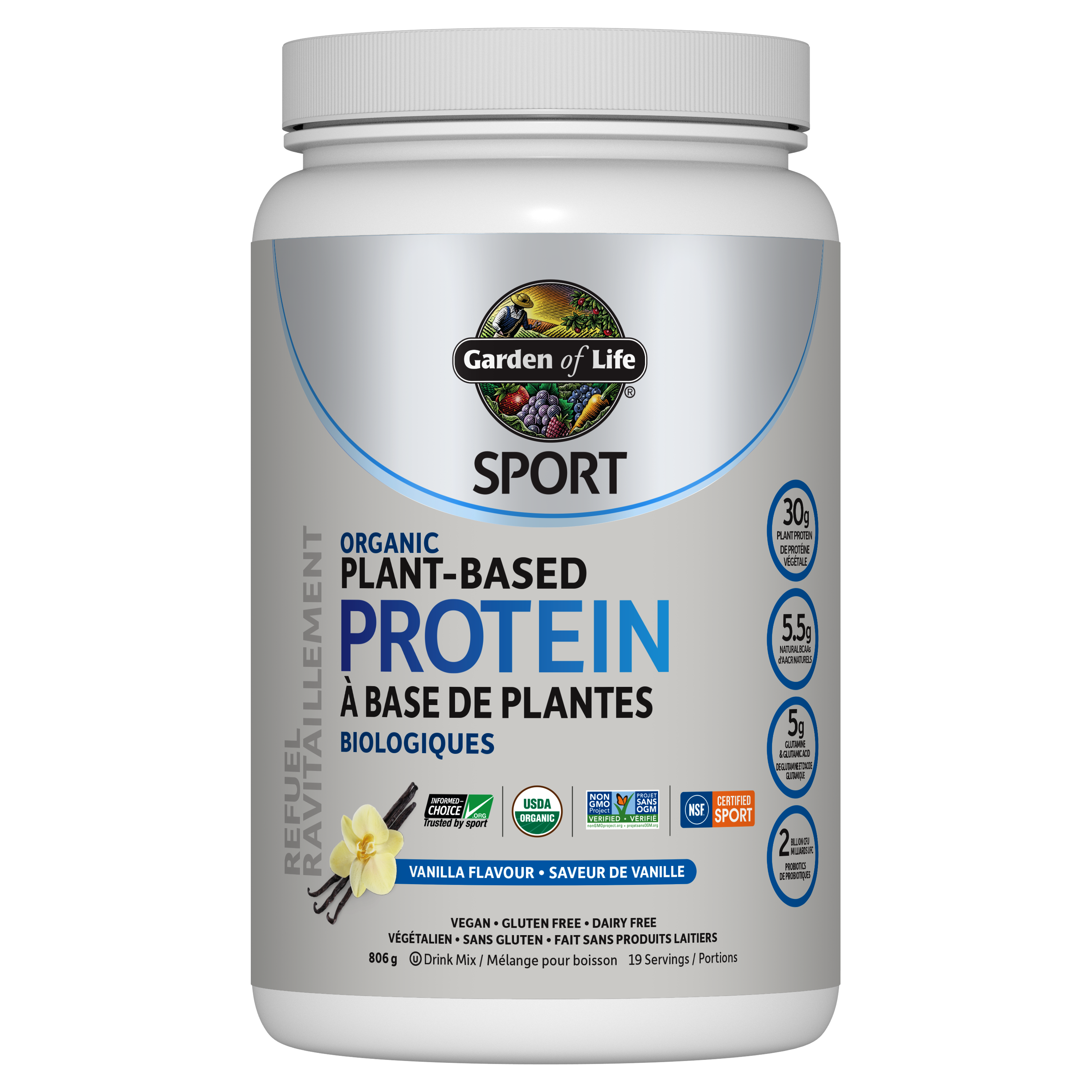 Garden of Life Sport Organic Plant-Based Protein Chocolate container