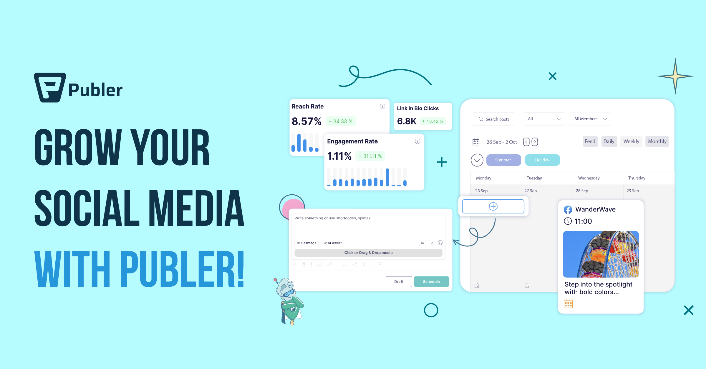 Publer social media scheduling tool dashboard